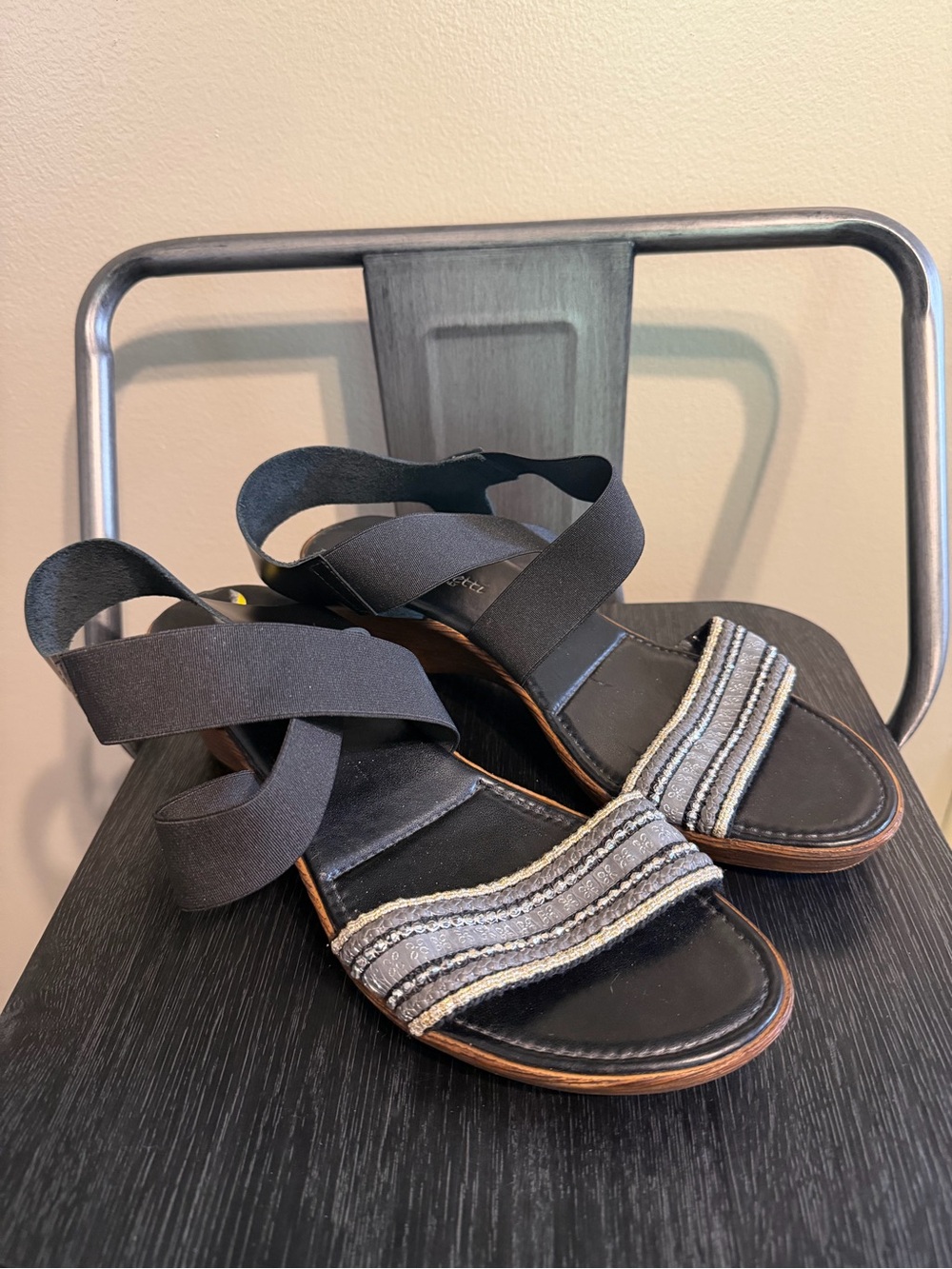 A. Giannetti Made in Italy Embellished Wedge Sandals 9